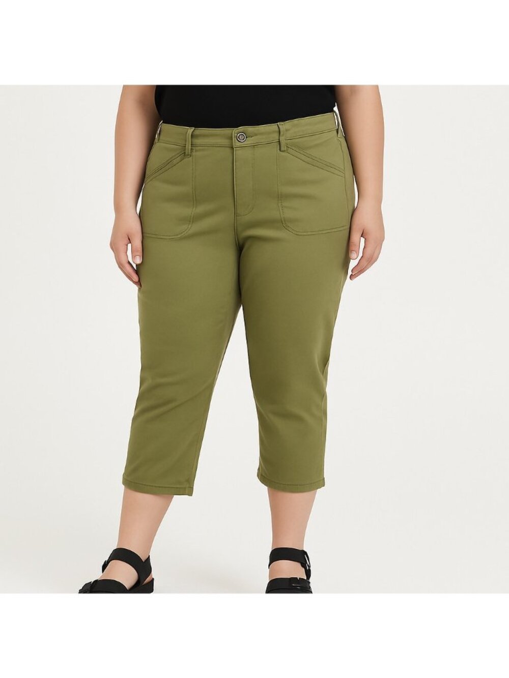 Torrid Perfect Relaxed Utility Crop Pants Women’s 20 Green Stretch Cotton